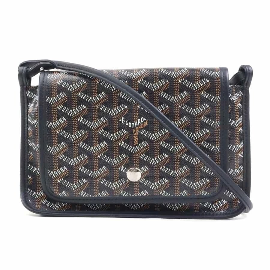 GOYARD CROSSBODY SHOULDER BAG BLACK/BROWN/WHITE: GOYARD Crossbody Shoulder Bag Black/Brown/White Brand: GOYARD Type: Shoulder Bag Material: PVC coated canvas Color: Black Size: W:7.9inx H:5.1in Shoulder Length: 47.2in Accessories: None A
