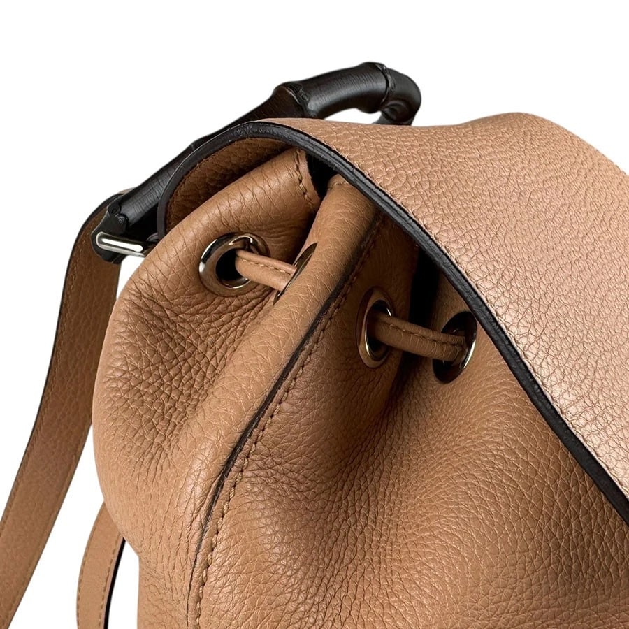 GUCCI BAMBOO BACKPACK BEIGE BROWN LEATHER - 5