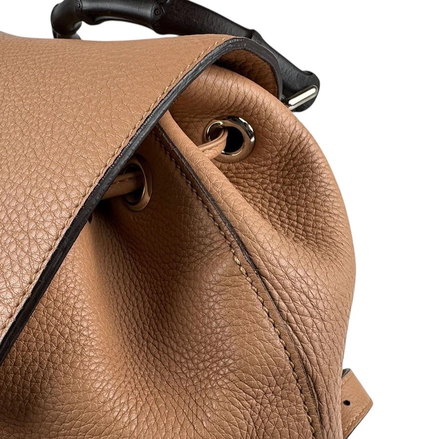GUCCI BAMBOO BACKPACK BEIGE BROWN LEATHER - 6