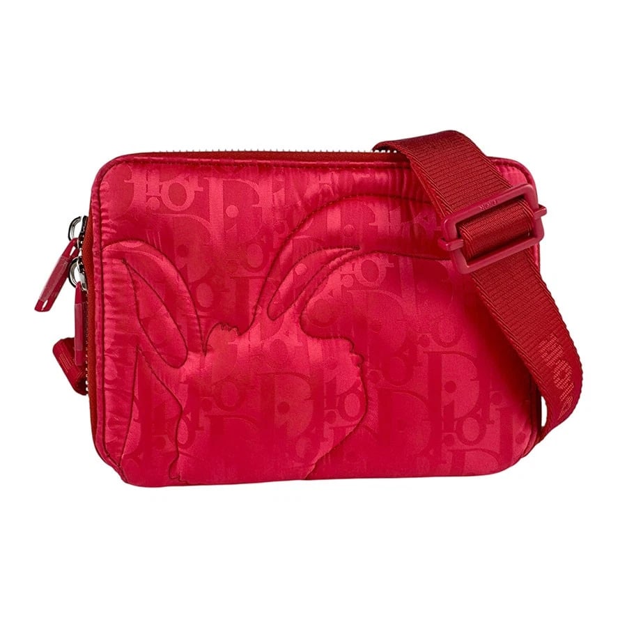 DIOR X ERL CROSSBODY SHOULDER BAG RED NYLON/SILVERTONE: DIOR x ERL Crossbody Shoulder Bag Red Nylon/Silvertone Brand: Dior Type: Crossbody Shoulder Bag Material: Nylon Color: Red Size: W:6.3inx H:5.1inx D:2.4in Shoulder Length: 37.0in Accessories: Non