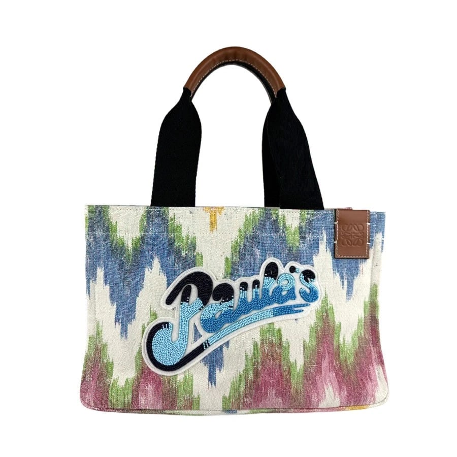 LOEWE PAULA'S IBIZA HANDBAG TOTE BAG MULTICOLOR: LOEWE Paula's Ibiza Handbag Tote Bag Multicolor Brand: LOEWE Type: Handbag Material: canvas Color: Multicolor Size: W:13.0inx H:8.7inx D:6.7in Handle Length:18.1in Accessories: None