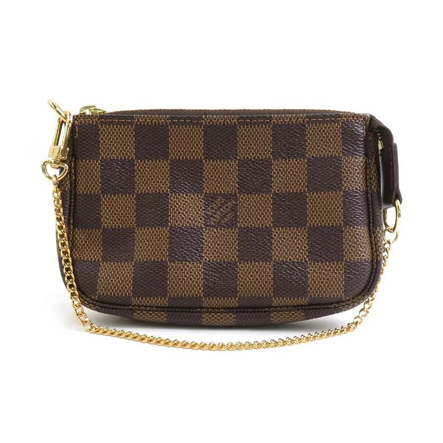 LOUIS VUITTON DAMIER MINI POCHETTE ACCESSOIRES POUCH BAG: LOUIS VUITTON Damier Mini Pochette Accessoires Pouch Bag Brand: LOUIS VUITTON Type: Accessory Pouch Material: Damier canvas Color: Brown Size: W:5.5inx H:3.7inx D:1.0in Accessories: None A