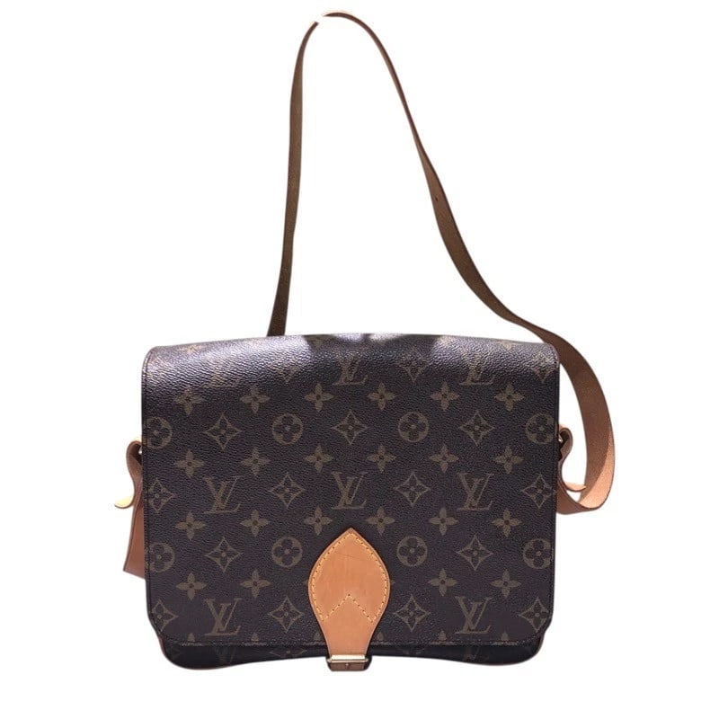 LOUIS VUITTON CARTOUCHIERE SHOULDER BAG: LOUIS VUITTON Cartouchiere Shoulder Bag Brand: LOUIS VUITTON Type: Shoulder Bag Material: Monogram canvas Color: Brown Size: W9.8 x H8.3x D2.8inch Accessories: None Accessories Notice: Whe