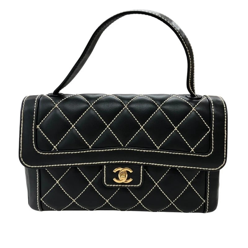CHANEL WILD STITCH HANDBAG: CHANEL Wild stitch Handbag Brand: CHANEL Type: Handbag Material: Calfskin Color: Black Gold Hardware Size: W12.2 x H8.3x D3.1inch Accessories: None Accessories Notice: When purchasing