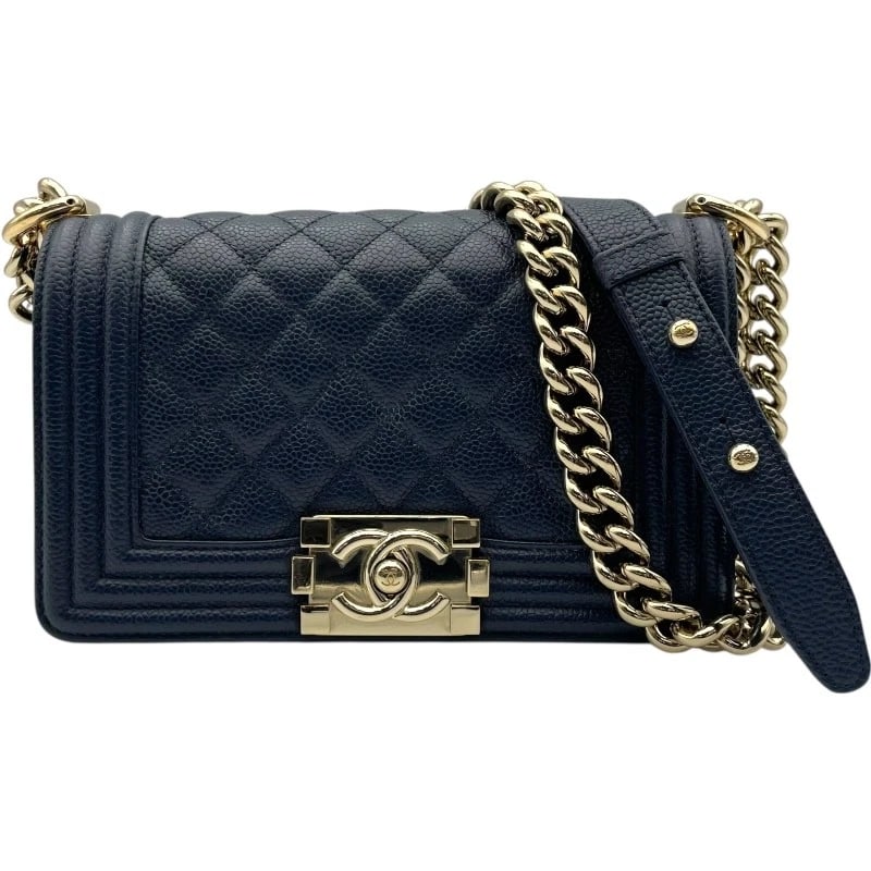 CHANEL CHANEL 20 SHOULDER BAG: CHANEL chanel 20 Shoulder Bag Brand: CHANEL Type: Shoulder Bag Material: Caviar skin Color: Navy Gold Hardware Size: W7.9 x H5.1x D2.4inch Shoulder:24.0inch Accessories: None Accessories N