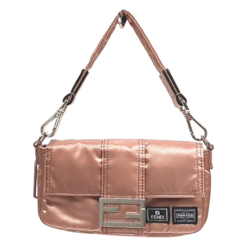 FENDI MINI PHONE CASE BAGUETTE PORTER COLLABORATION SHOULDER BAG: FENDI Mini phone case Baguette PORTER collaboration Shoulder Bag Brand: FENDI Type: Shoulder Bag Material: Nylon Color: pink Size: W7.1 x H3.9x D1.0inch Accessories: None Accessories Notic