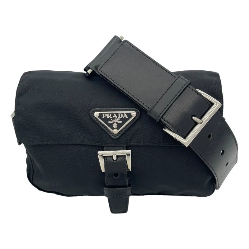 PRADA WAIST BAG WAIST BAG: PRADA Waist bag Waist bag Brand: PRADA Type: Waist bag Material: Nylon Color: black Size: W7.9 x H5.9x D2.4inch Shoulder:36.2inch Accessories: None Accessories Notice: When purchasing pre-
