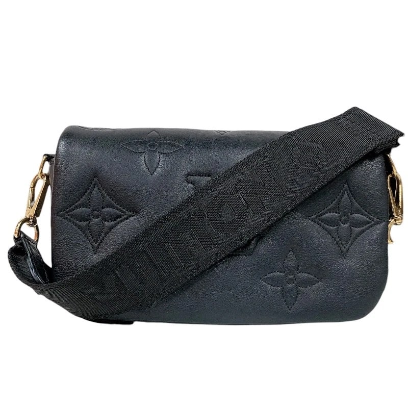LOUIS VUITTON WALLET ON STRAP SHOULDER BAG: LOUIS VUITTON wallet on strap Shoulder Bag Brand: LOUIS VUITTON Type: Shoulder Bag Material: bubble glam Color: black Size: W7.5 x H5.1x D1.8inch Shoulder:15.7inch Accessories: None
