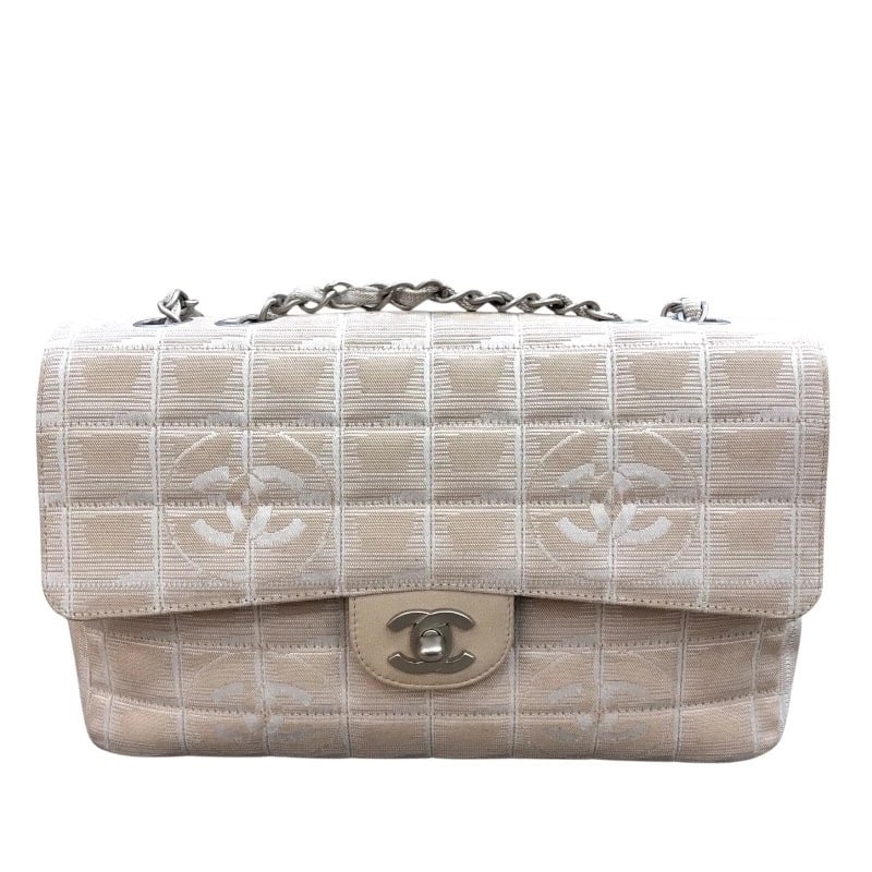 CHANEL NEW TRAVEL LINE CHAINSHOULDER BAG: CHANEL New Travel Line ChainShoulder Bag Brand: CHANEL Type: Shoulder Bag Material: Nylon jacquard Color: Beige SVHardware Size: W10.0 x H6.3x D2.4inch Accessories: None Accessories Notice: