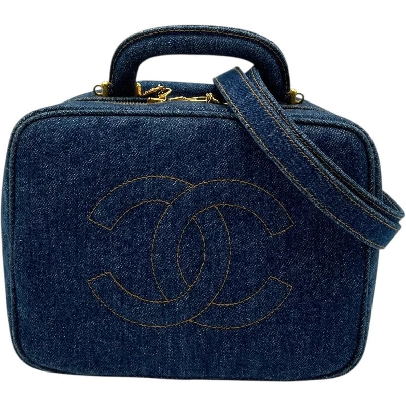 CHANEL COCO MARK VANITY SHOULDER BAG: CHANEL COCO Mark vanity Shoulder Bag Brand: CHANEL Type: Shoulder Bag Material: denim Color: Blue GD Hardware Size: W9.1 x H7.1x D3.9inch Shoulder:43.7inch Accessories: None Accessories No