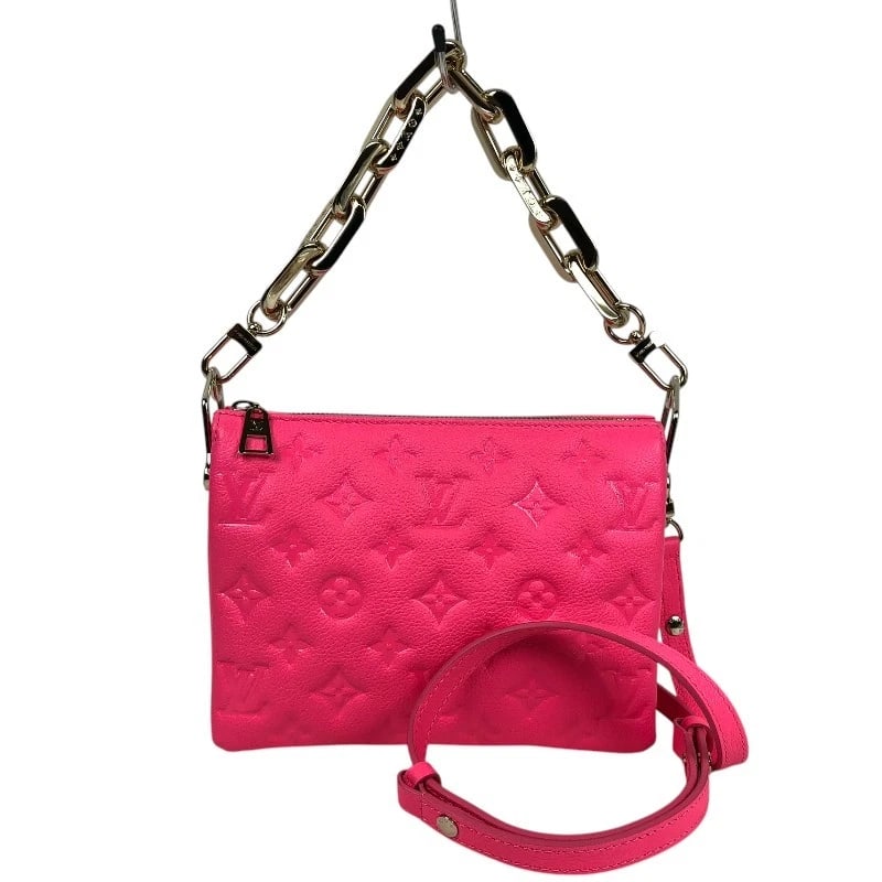 LOUIS VUITTON COUSSIN BB HANDBAG SHOULDER BAG: LOUIS VUITTON Coussin BB Handbag Shoulder Bag Brand: LOUIS VUITTON Type: Shoulder Bag Material: lambskin Color: Orchid Gold Hardware Size: W8.3 x H6.3x D2.4inch Shoulder:39.4inch Accessories: Non