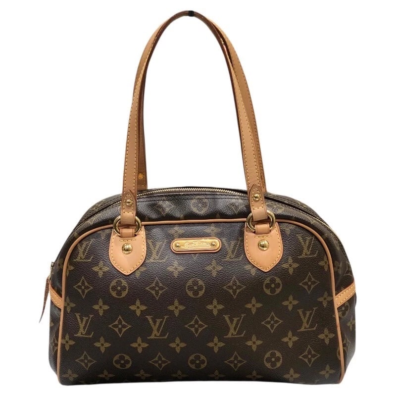 LOUIS VUITTON MONTORGUEIL PM HANDBAG: LOUIS VUITTON Montorgueil PM Handbag Brand: LOUIS VUITTON Type: Handbag Material: PVC Color: Brown Size: W12.6 x H9.1x D5.1inch Accessories: None Accessories Notice: When purchasing pre-ow