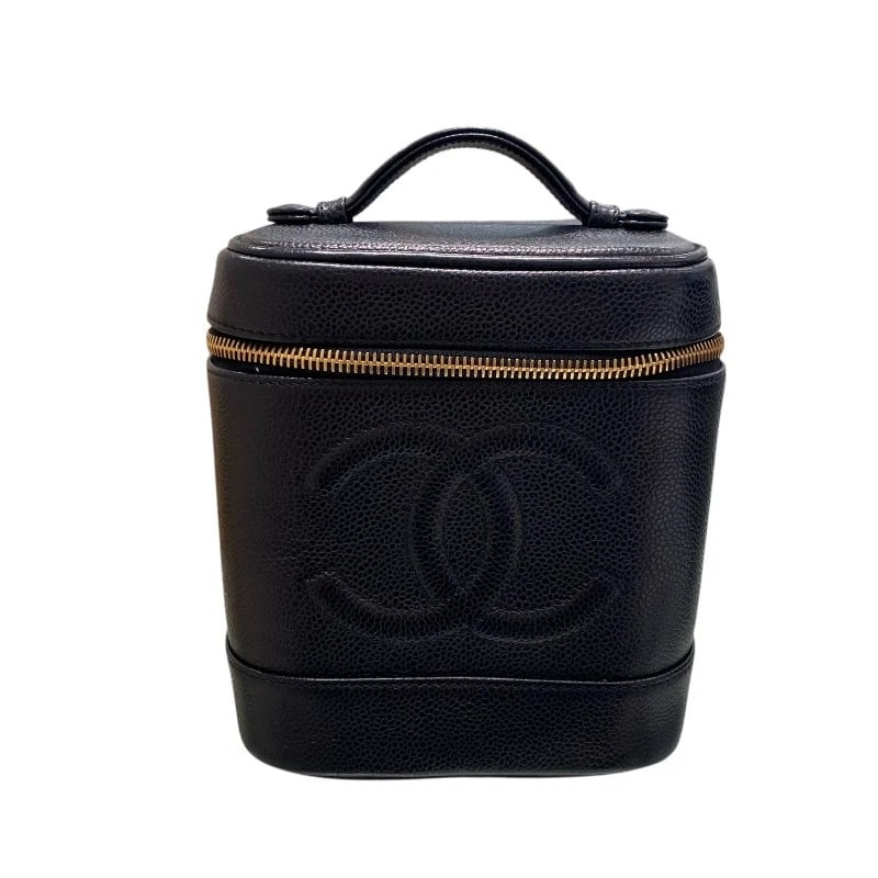 CHANEL COCO MARK VANITY BAG POUCH: CHANEL COCO Mark vanity bag Pouch Brand: CHANEL Type: Pouch Material: caviar Color: black Size: W5.9 x H5.1x D5.1inch Accessories: None Accessories Notice: When purchasing pre-owned goods,