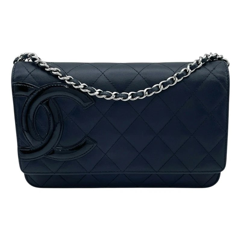 CHANEL CAMBON LINE CHAIN WALLET: CHANEL Cambon Line Chain Wallet Brand: CHANEL Type: Wallet Chain Material: lambskin Color: Black SilverHardware Size: W7.5 x H4.7x D0.8inch Shoulder:51.2inch Accessories: None Accessories