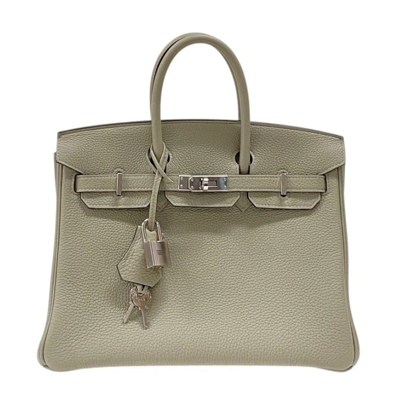 HERMES BIRKIN 25 HANDBAG: HERMES Birkin 25 Handbag Brand: HERMES Type: Handbag Material: Togo Color: Sage SilverHardware Size: W9.8 x H7.9x D5.1inch Accessories: None Accessories Notice: When purchasing pre-owned g