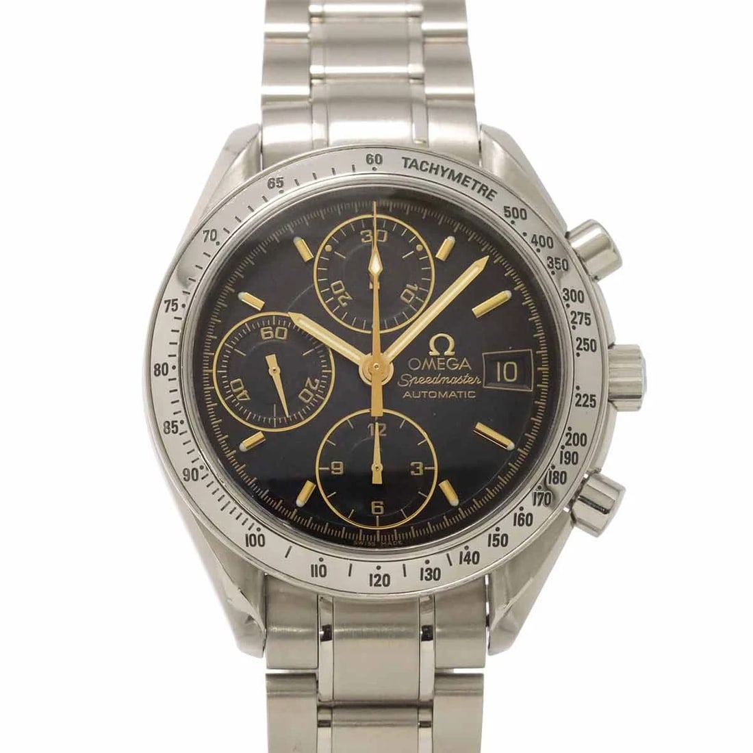 OMEGA SPEEDMASTER DATE LIMITED AUTOMATIC BLACK DIAL: OMEGA Speedmaster Date Limited Automatic Black Dial Brand: OMEGA Type: Wristwatch Material: Stainless steel Color: Black Dial Size: Case Size Length 44mm(included lag) Width 39mm(not included