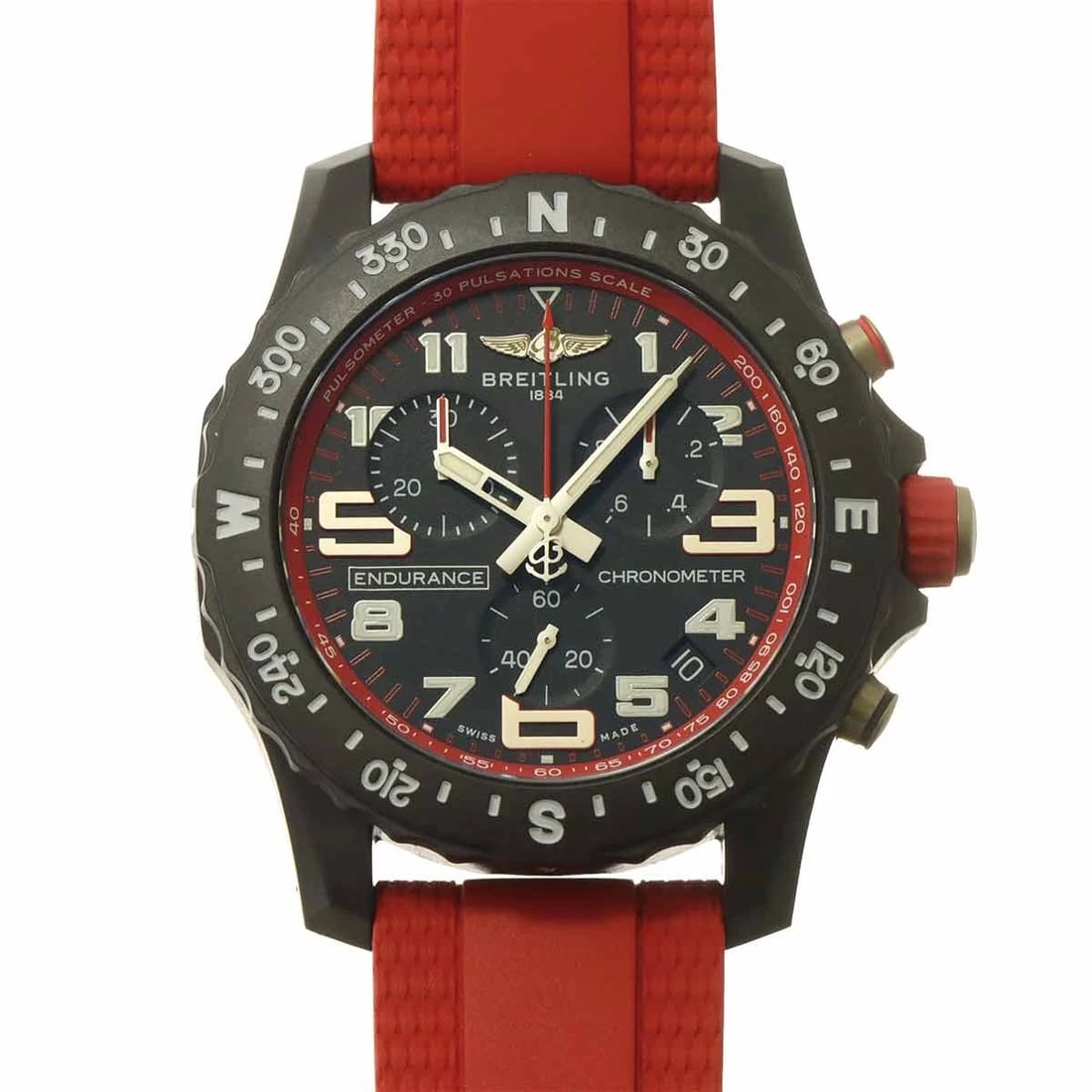 BREITLING ENDURANCE PRO QUARTZ BLACK DIAL WATCH: BREITLING Endurance Pro Quartz Black Dial Watch Brand: BREITLING Type: Wristwatch Material: Breitlight,Rubber Color: Black Dial Size: Case Size Length 52mm(included lag) Width 45mm(not included cr