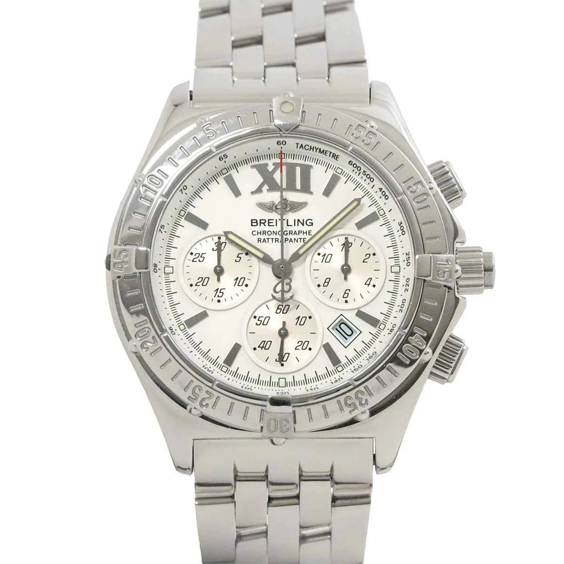 BREITLING CHRONORACER RATRAPANTE QUARTZ WHITE DIAL: BREITLING Chronoracer Ratrapante Quartz White Dial Brand: BREITLING Type: Wristwatch Material: Stainless steel Color: White Dial Size: Case Size Length 44mm(included lag) Width 39mm(not included c