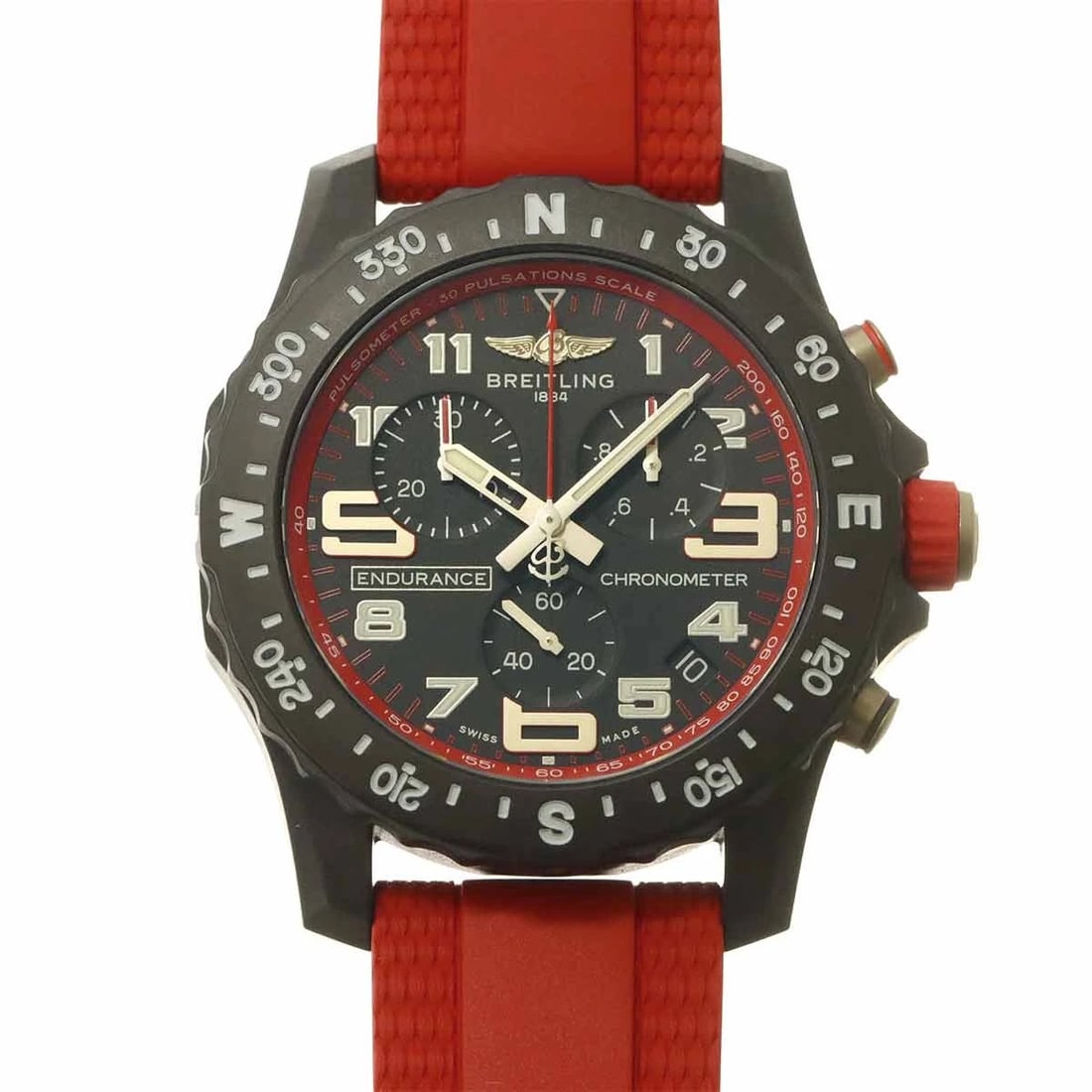 BREITLING ENDURANCE PRO QUARTZ BLACK DIAL WATCH: BREITLING Endurance Pro Quartz Black Dial Watch Brand: BREITLING Type: Wristwatch Material: Breitlight,Rubber Color: Black Dial Size: Case Size Length 52mm(included lag) Width 45mm(not included cr