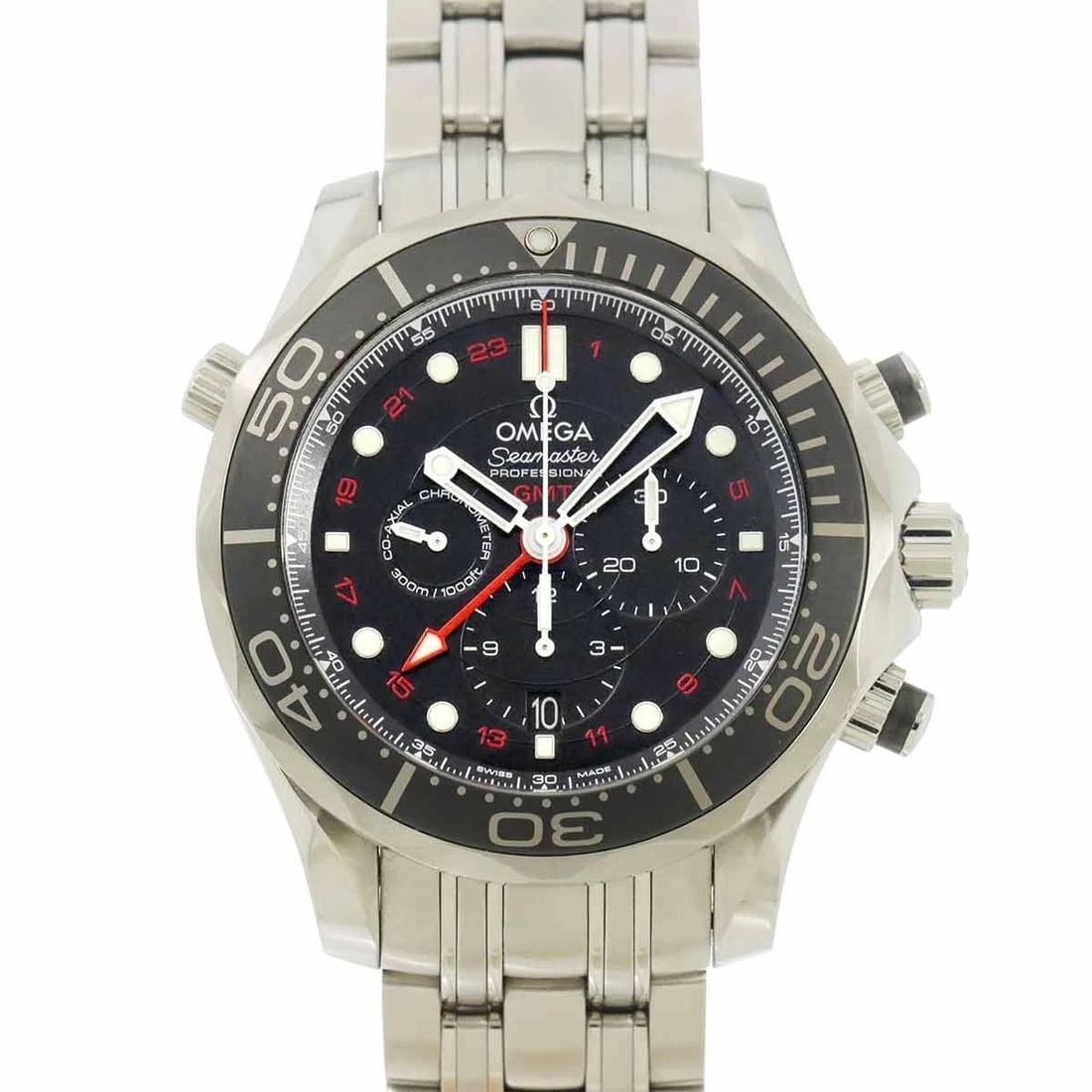 OMEGA SEAMASTER 300 CO-AXIAL BLACK DIAL WATCH: OMEGA Seamaster 300 Co-Axial Black Dial Watch Brand: OMEGA Type: Wristwatch Material: Stainless steel Color: Black Dial Size: Case Size Length 52mm(included lag) Width 44mm(not included crown) Dep