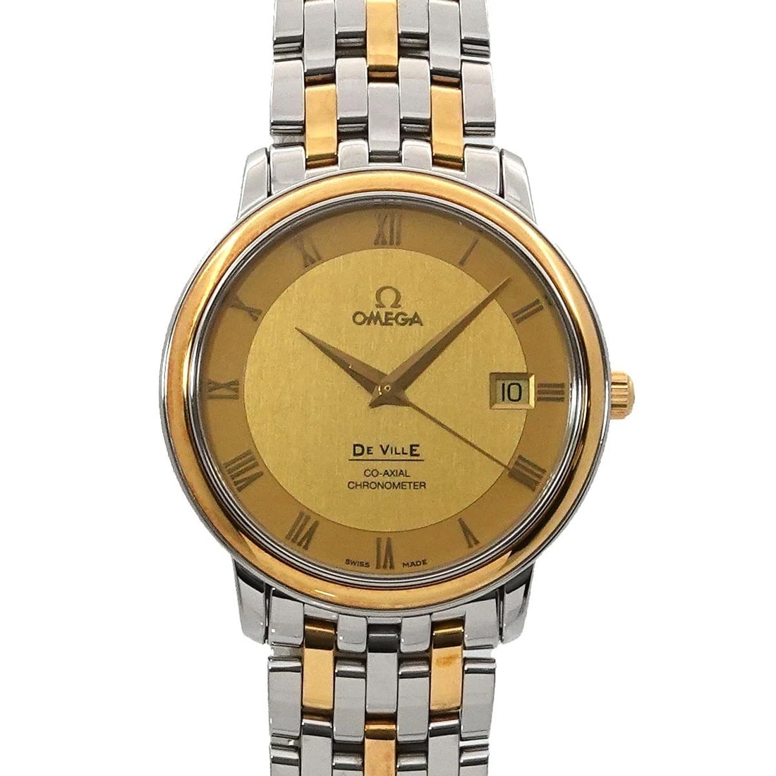 OMEGA DEVIL PRESTIGE COMBI AUTOMATIC GOLD DIAL VINTAGE: OMEGA Devil Prestige Combi Automatic Gold Dial Vintage Brand: OMEGA Type: Wristwatch Material: Stainless steel,Yellow Gold Color: Gold Dial Size: Case Size Length 41mm(included lag) Width 37mm(not