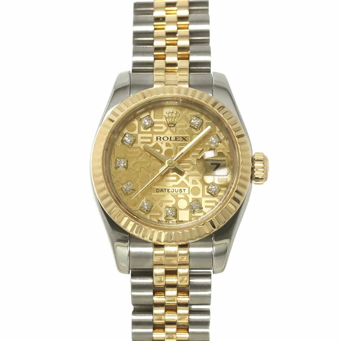 ROLEX DATEJUST 750 YG 10P DIAMOND GOLD DIAL: ROLEX Datejust 750 YG 10P Diamond Gold Dial Brand: ROLEX Type: Wristwatch Material: Stainless steel,750 Yellow Gold Color: Gold Dial Size: Case Size Length 33mm(included lag) Width 26mm(not includ