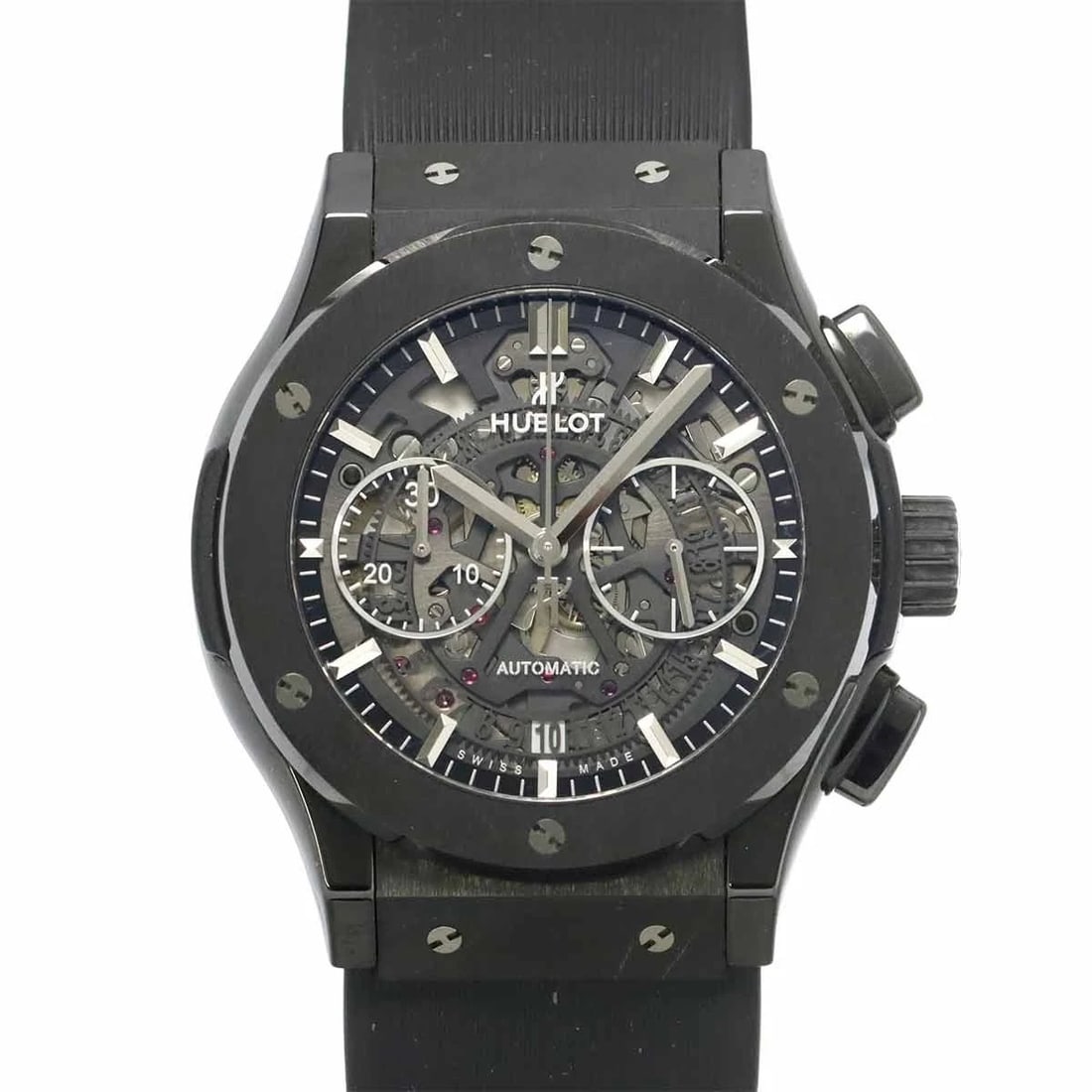 HUBLOT CLASSIC FUSION AERO BLACK MAGIC LR AUTOMATIC: HUBLOT Classic fusion Aero Black Magic LR Automatic Brand: HUBLOT Type: Wristwatch Material: Ceramic,Rubber Color: Black Size: Case Size Length 54mm(included lag) Width 45mm(not included