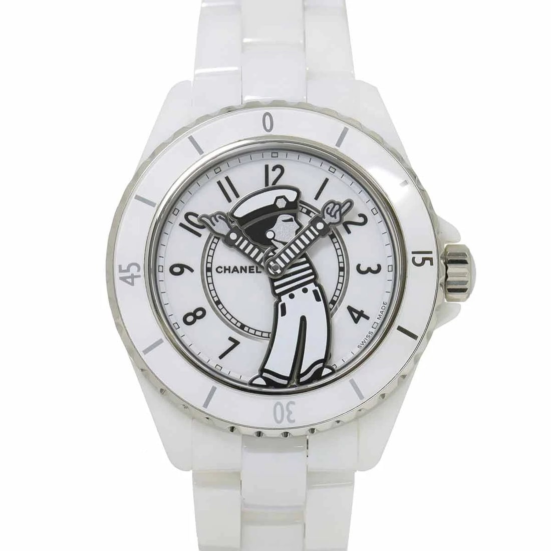 CHANEL J12 MADEMOISELLE LA PAUSA AUTOMATIC WHITE DIAL: CHANEL J12 Mademoiselle La pausa Automatic White Dial Brand: CHANEL Type: Wristwatch Material: Stainless steel,Ceramic Color: White Dial Size: Case Size Length 45mm(included lag) Width 39mm(not in