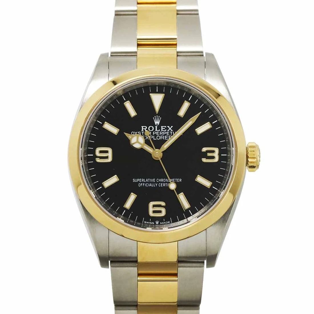 ROLEX EXPLORER 1 RANDOM AUTOMATIC BLACK DIAL K18YG: ROLEX Explorer 1 Random Automatic Black Dial K18YG Brand: ROLEX Type: Wristwatch Material: Stainless steel,750 Yellow Gold Color: Black Dial Size: Case Size Length 43mm(included lag) Width 36mm(no