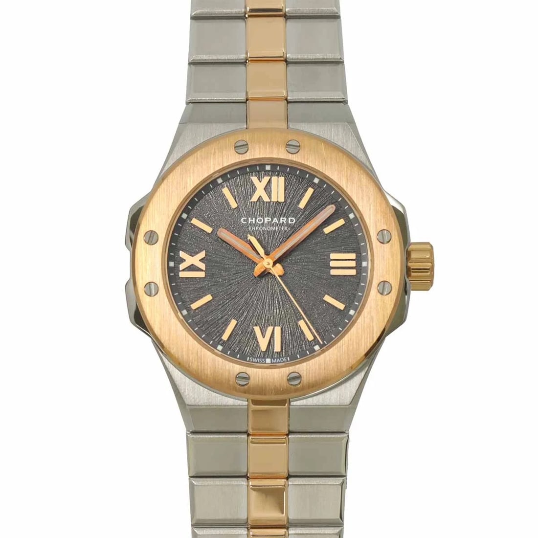 CHOPARD ALPINE EAGL K18PG AUTOMATIC GRAY DIAL: Chopard Alpine Eagl K18PG Automatic Gray Dial Brand: Chopard Type: Wristwatch Material: Stainless steel,750 Pink Gold Color: Gray Dial Size: Case Size Length 36.5mm(included lag) Width 33mm(not in