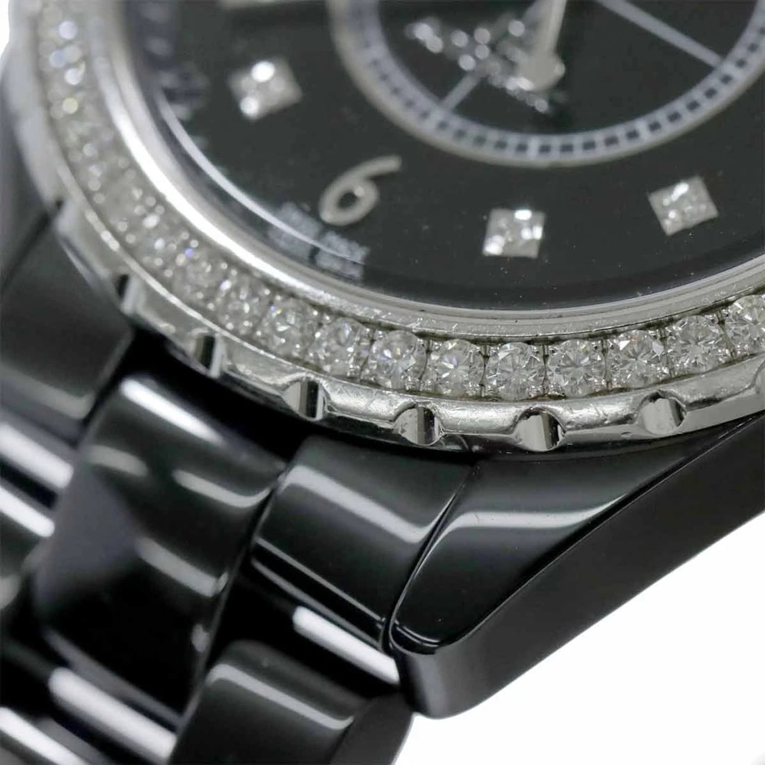CHANEL J12 BEZEL DIAMOND AUTOMATIC BLACK DIAL WATCH - 2