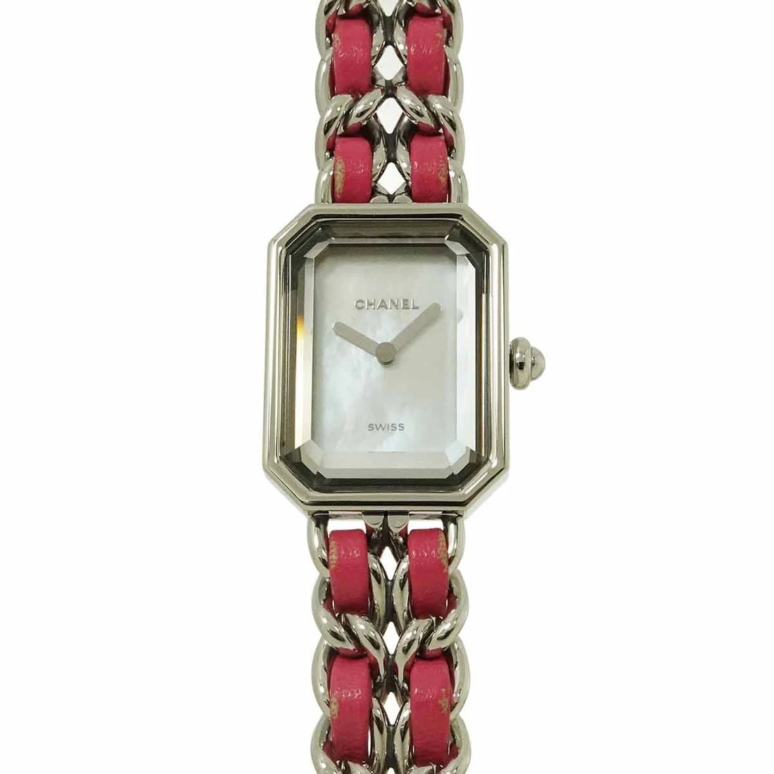 CHANEL PREMIERE ROCK LIMITED QUARTZ WHITE SHELL DIAL: CHANEL Premiere Rock Limited Quartz White Shell Dial Brand: CHANEL Type: Wristwatch Material: Stainless steel,Leather Color: White Shell Dial Size: Case Size Length 26mm Width 20mm(not included cr