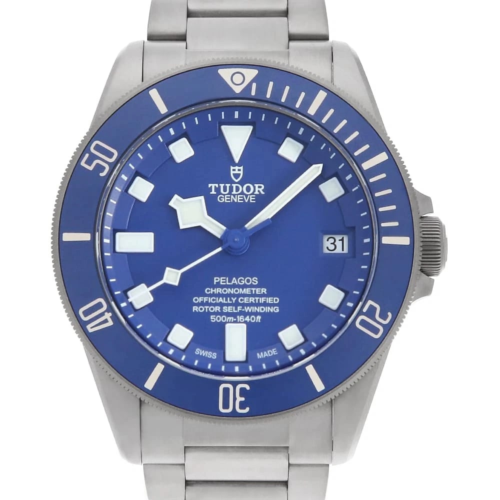 TUDOR PELAGOS WATCH: TUDOR Pelagos Watch Brand: TUDOR Type: Wrist watch Material: Band Material Titanium, Case Material Titanium Color: Dial Color Blue Size: Band Size 17cm (6.7inch), Case Size Case:W42mm Circumferenc
