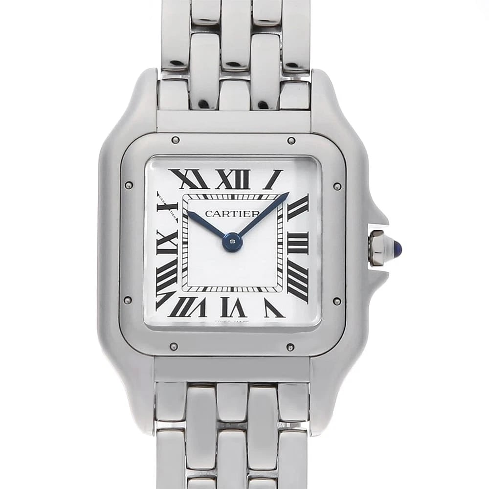 CARTIER PANTHERE WATCH: Cartier PANTHERE Watch Brand: Cartier Type: Wrist watch Material: Band Material Stainless Steel, Case Material Stainless Steel Color: Dial Color Silver Size: Band Size 19cm (7.5inch), Case Size Ca