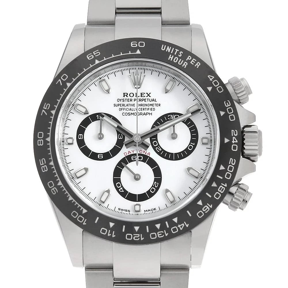 ROLEX COSMOGRAPH DAYTONA WHITE WATCH: ROLEX Cosmograph Daytona white Watch Brand: ROLEX Type: Wrist watch Material: Band Material Stainless Steel, Case Material Stainless Steel Color: Dial Color White Size: Band Size 19.5cm (7.7inch),
