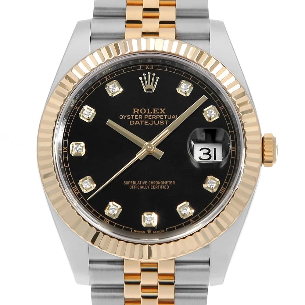 ROLEX DATEJUST DIAMOND BLACK ROW JUBILEE BRACELET WATCH: ROLEX Datejust diamond black row jubilee bracelet Watch Brand: ROLEX Type: Wrist watch Material: Band Material Stainless Steel/Yellow Gold, Case Material Stainless Steel/Yellow Gold Color: Dial Col