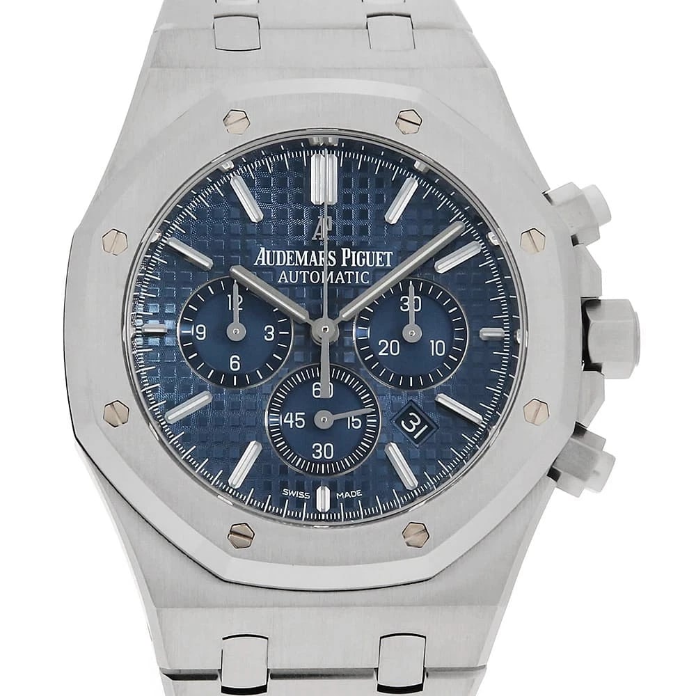 AUDEMARS PIGUET ROYAL OAK CHRONOGRAPH WATCH: AUDEMARS PIGUET Royal Oak Chronograph Watch Brand: AUDEMARS PIGUET Type: Wrist watch Material: Band Material Stainless Steel, Case Material Stainless Steel Color: Dial Color Blue Size: Band Size 1