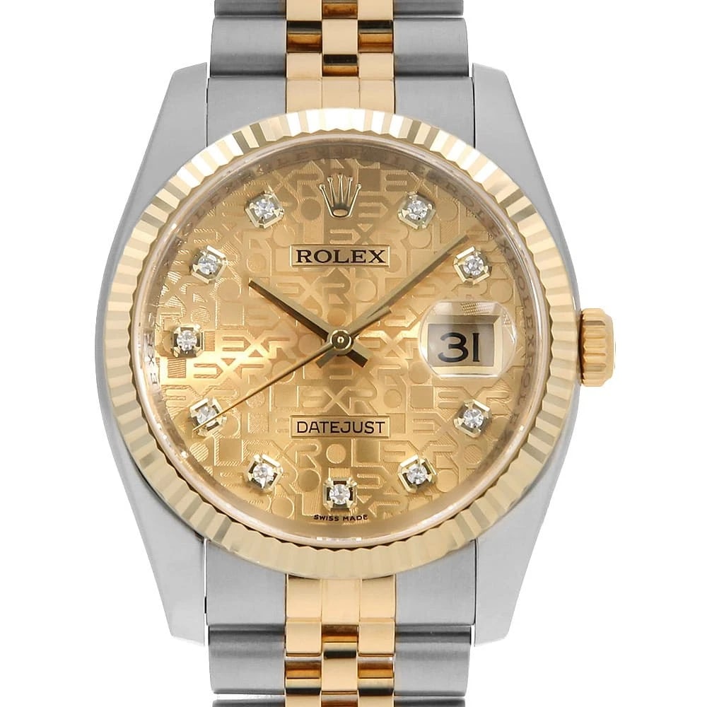 ROLEX DATEJUST DIAMOND CHAMPAGNE CARVING ROW JUBILEE WATCH: ROLEX Datejust Diamond Champagne Carving Row Jubilee Watch Brand: ROLEX Type: Wrist watch Material: Band Material Stainless Steel/Yellow Gold, Case Material Stainless Steel/Yellow Gold Color: Dial