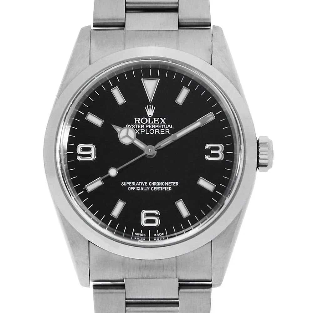 ROLEX EXPLORER BLACK A WATCH: ROLEX Explorer black A Watch Brand: ROLEX Type: Wrist watch Material: Band Material Stainless Steel, Case Material Stainless Steel Color: Dial Color Black Size: Band Size 18cm (7.1inch), Case Size