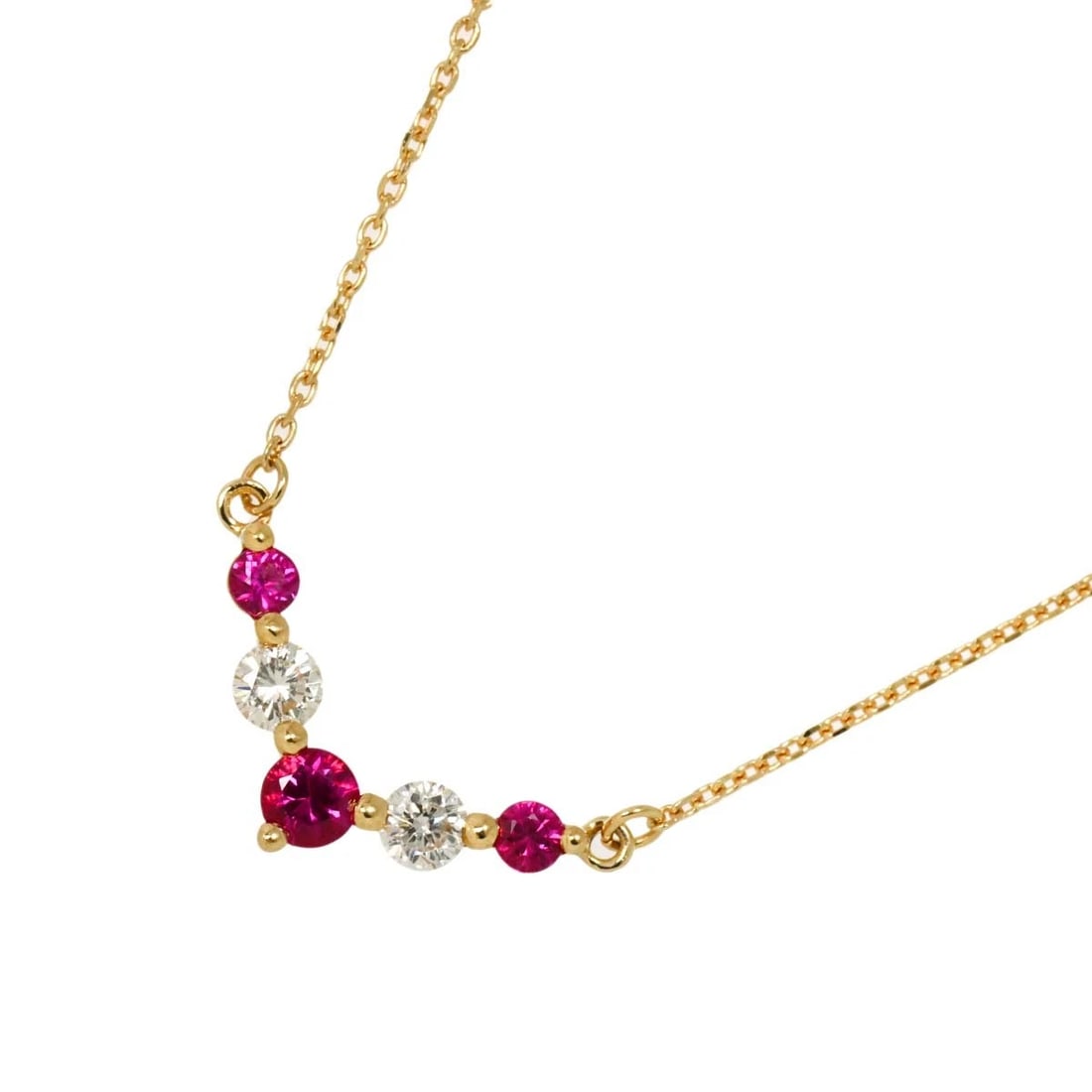 RUBY DIAMOND NECKLACE 18K 18K YELLOW GOLD 750 (1 of 4)