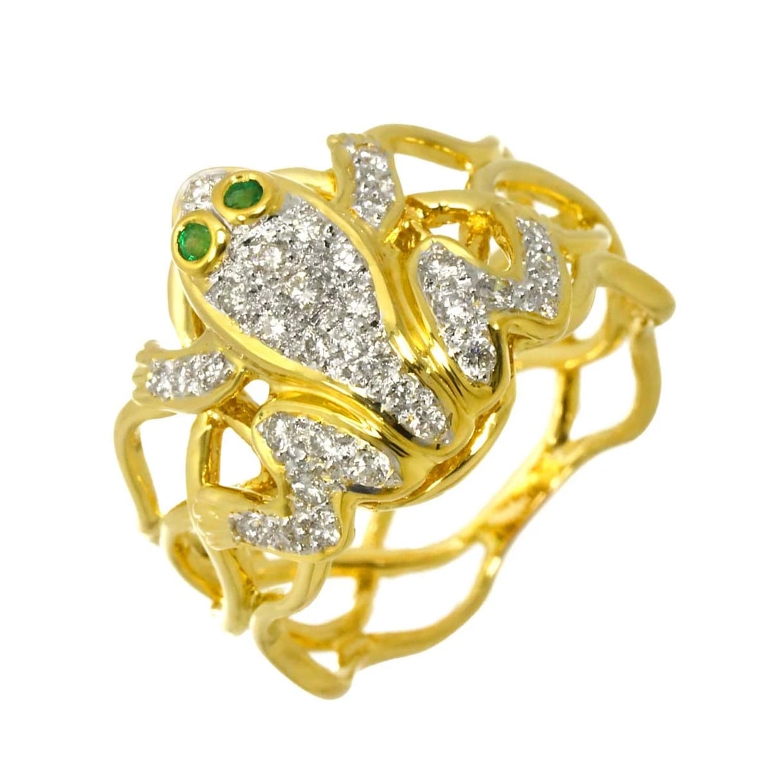 DIAMOND EMERALD RING 18K YG YELLOW GOLD 750 (1 of 4)