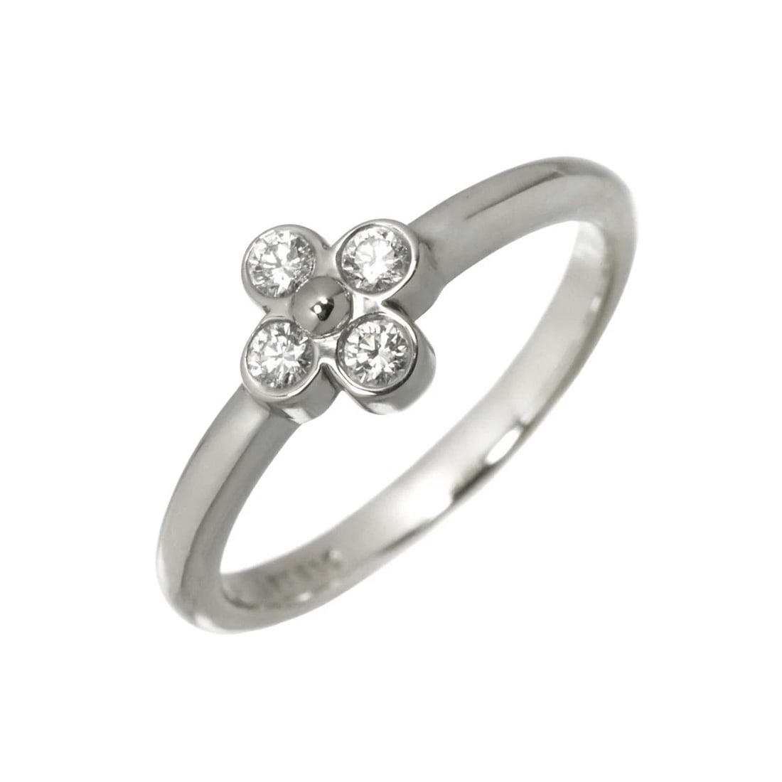 TIFFANY CO. FLOWER DIAMOND RING PLATINUM: TIFFANY Co. Flower Diamond Ring Platinum Brand: TIFFANY Co. Type: Ring Material: Platinum Main Stone/Creation Natural Color: Platinum Size: 4-4.5(US) Accessories: None Accessories Notice: