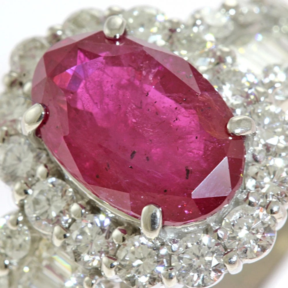 RING PT900PLATINUM RUBY DIAMOND - 6