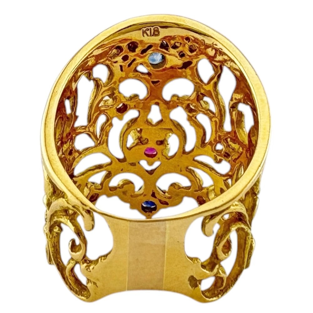 RING K18 YELLOW GOLD RUBY SAPPHIRE - 4