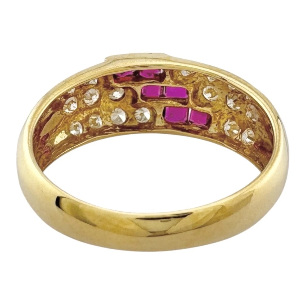 RING K18 YELLOW GOLD RUBY DIAMOND - 4