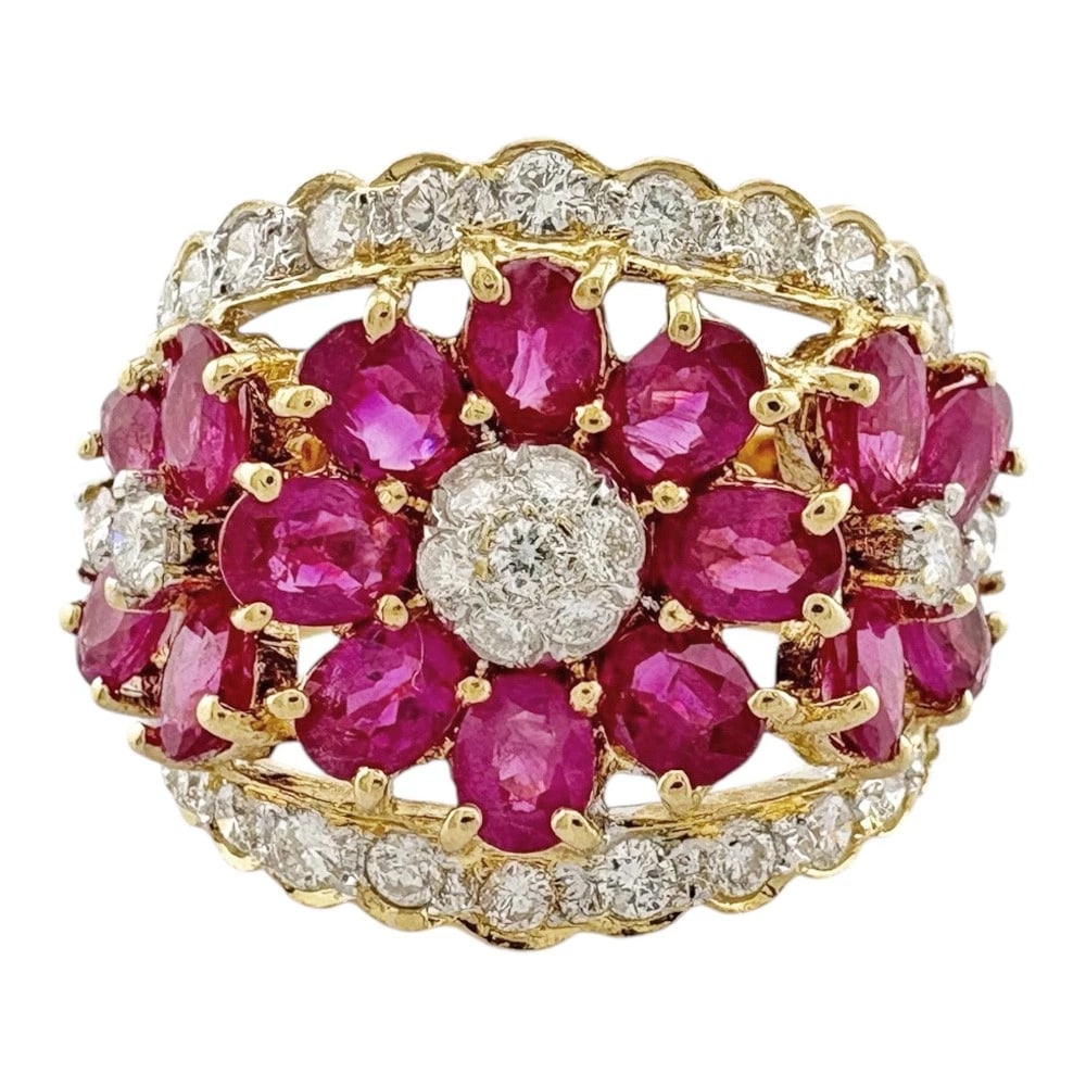 PONTE VECCHIO RING K18 YELLOW GOLD DIAMOND RUBY - 2