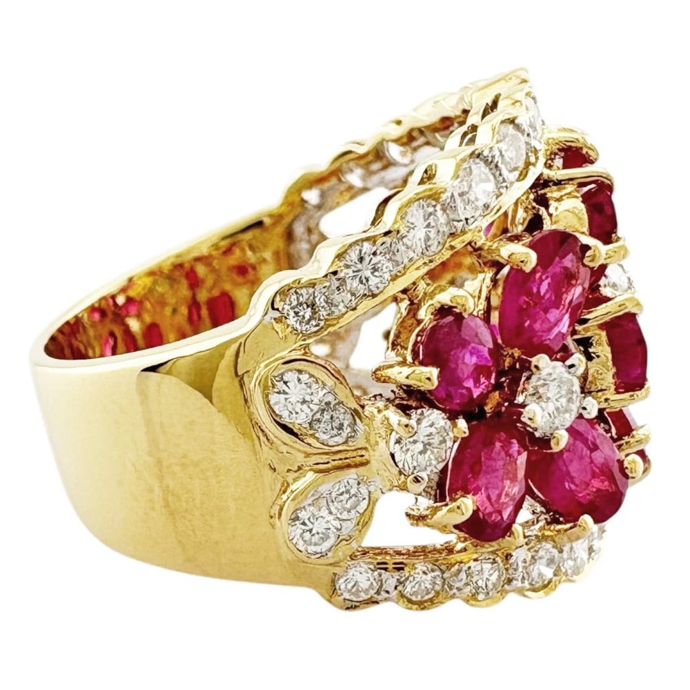 PONTE VECCHIO RING K18 YELLOW GOLD DIAMOND RUBY - 5