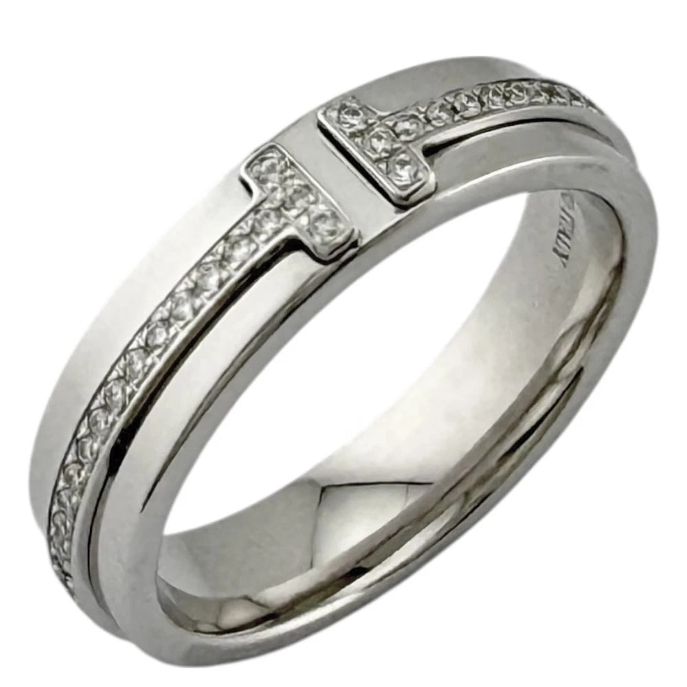 TIFFANY&CO. RING K18 WHITE GOLD DIAMOND: TIFFANY&Co. Ring K18 white gold diamond Brand: Tiffany&co. Type: Ring Material: K18 white gold Main Stone/Creation Natural Color: Silver Size: US 5 3/8 Accessories: None Accessories Notice: