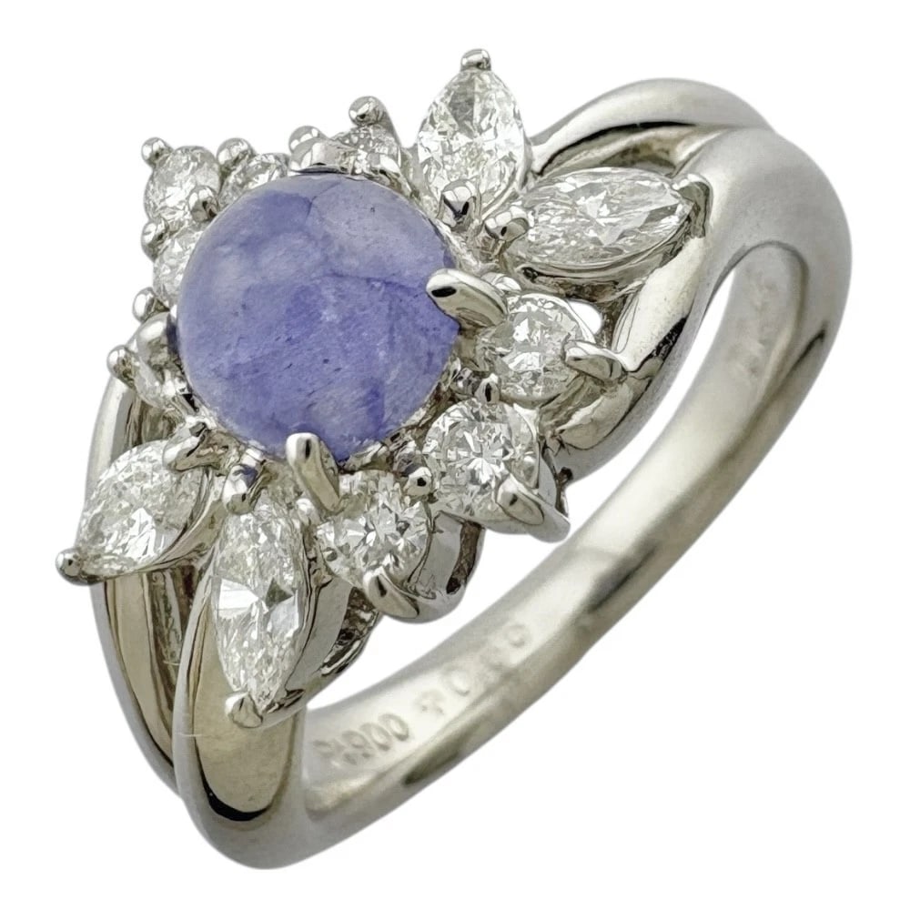 RING PT900PLATINUM SAPPHIRE DIAMOND: Ring Pt900Platinum sapphire diamond Brand: Unbranded Type: Ring Material: Pt900Platinum Main Stone/Creation sapphire Color: Silver Size: US 5 3/4 Accessories: None Accessories Notice: When