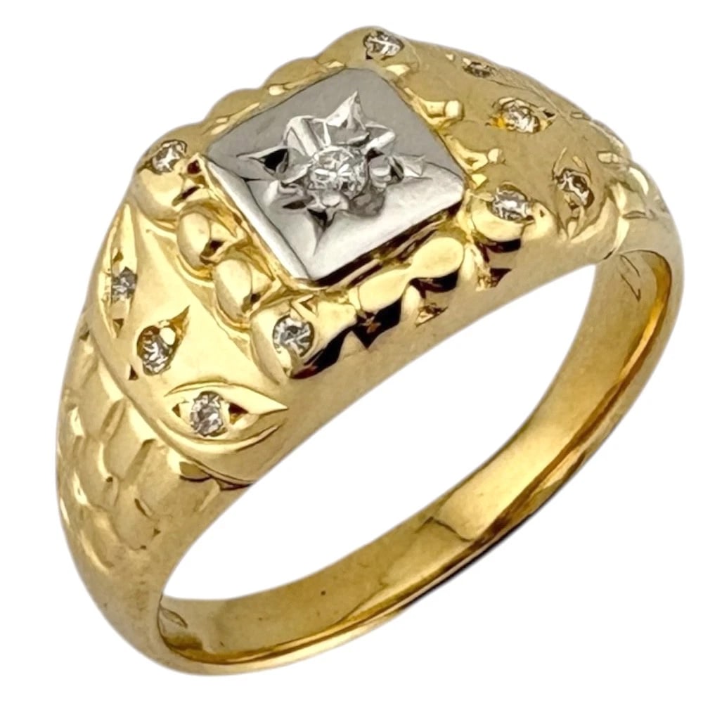 RING K18 YELLOW GOLD PT900PLATINUM DIAMOND: Ring K18 yellow gold Pt900Platinum diamond Brand: Unbranded Type: Ring Material: K18 yellow gold Main Stone/Creation Natural Color: Silver Size: US 7 1/4 Accessories: None Accessories Noti